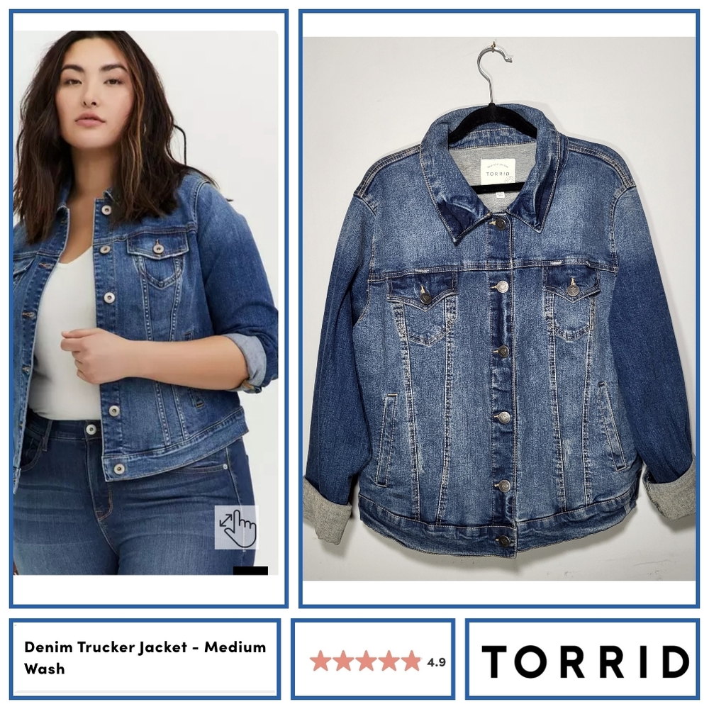 NWOT Torrid Denim Jean Trucker Jacket Size 14/16 or 1X Medium Rinse